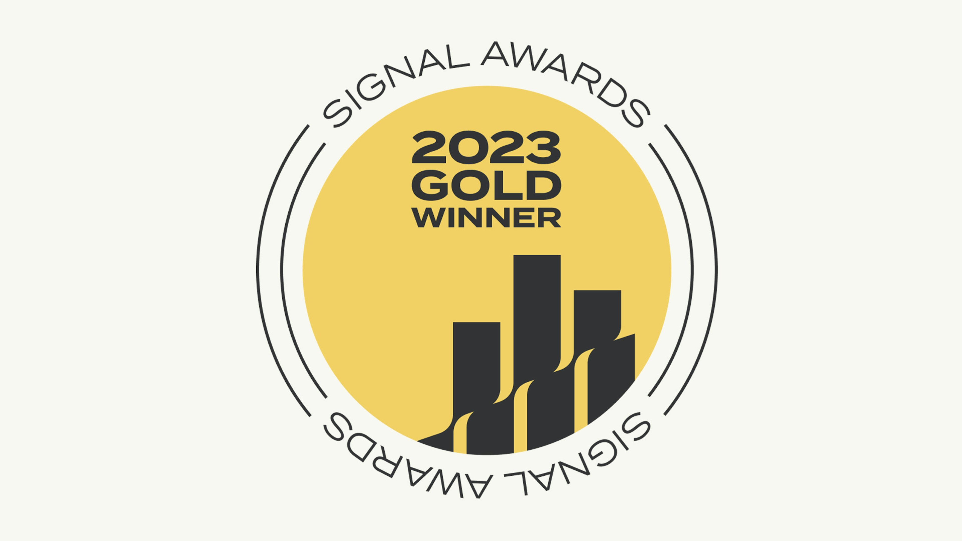 Signal Awards emblem with 2023 Gold Winner written in the center of a circle